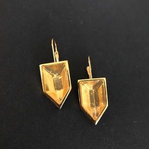 Pentagon Shaped Yellow & Gold Earrings